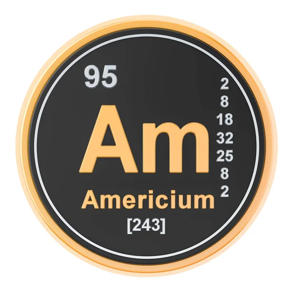 Americium Am elemento químico. Renderização 3D — Fotografia de Stock
