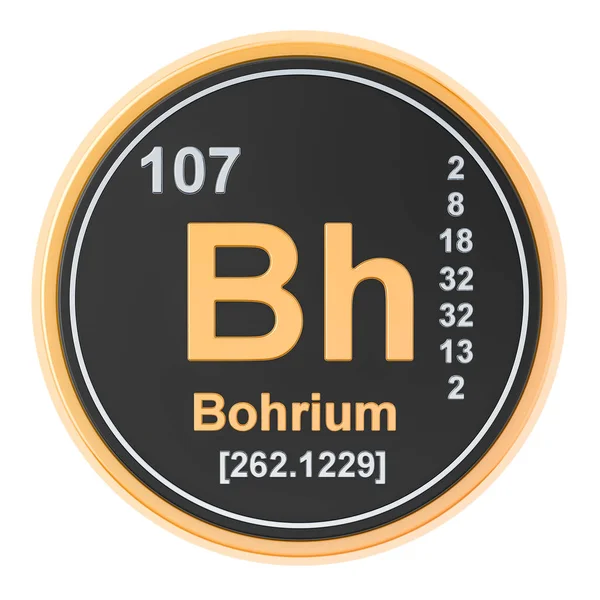 Bohr Bh pierwiastek chemiczny. renderowania 3D — Zdjęcie stockowe