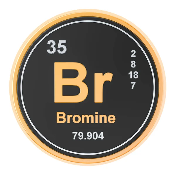 Brom Br pierwiastek chemiczny. renderowania 3D — Zdjęcie stockowe