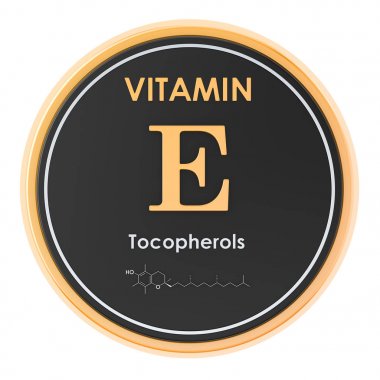 E vitamini, tocopherols. Daire simgesi, kimyasal formül, moleküler