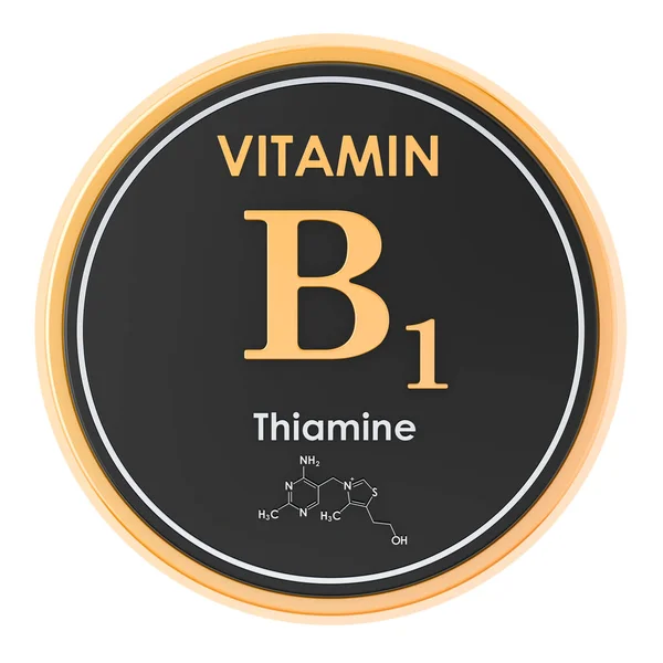 Vitamina B1, tiamina. Ícone de círculo, fórmula química, molecular s — Fotografia de Stock