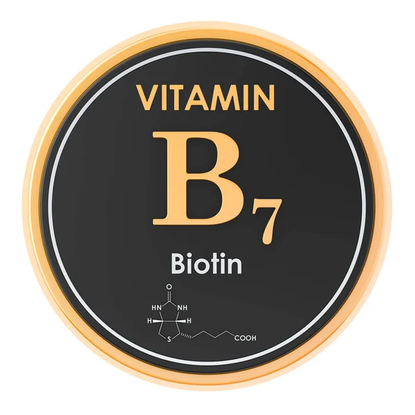 Vitamina B7, biotina. Ícone do círculo, fórmula química, str molecular — Fotografia de Stock