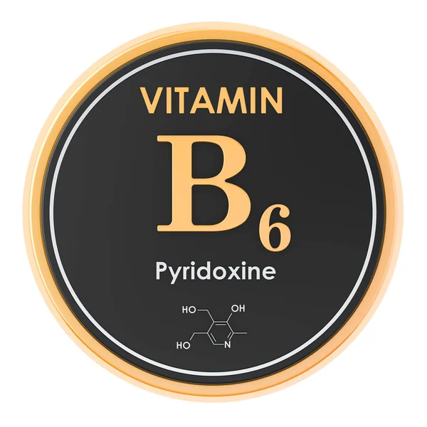 Vitamina B6, piridoxina. Ícone de círculo, fórmula química, molecular — Fotografia de Stock