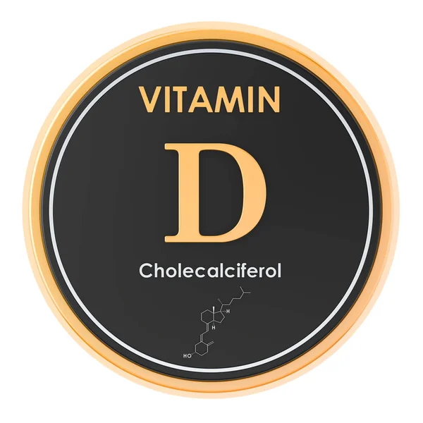 Vitamine D, cholécalciférol. Icône de cercle, formule chimique, molec — Photo