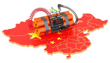 Çin 'de terör saldırıları kavramı. 3B işleme