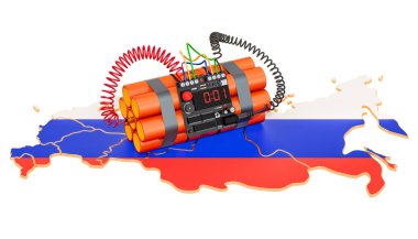 Rusya Federasyonu konseptinde terör saldırıları. 3D Renderin