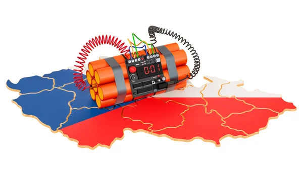 Concepto de atentados terroristas en la República Checa. Renderizado 3D — Foto de Stock