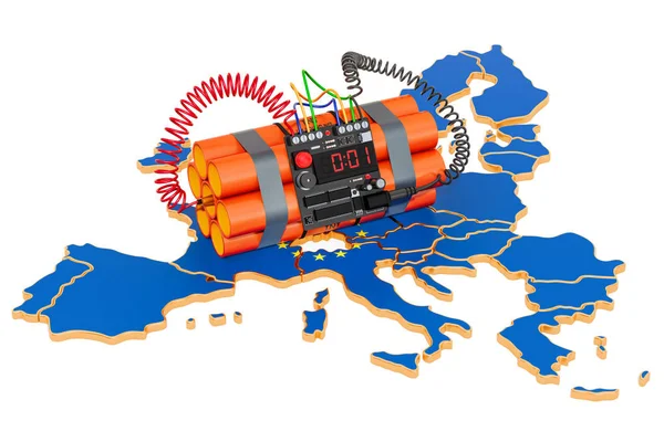 Terrortámadások az Európai Unió koncepciójában. 3D-leképezés — Stock Fotó