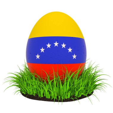 Yeşil çim, 3d renderi Venezuela bayrağı ile Paskalya yumurtası