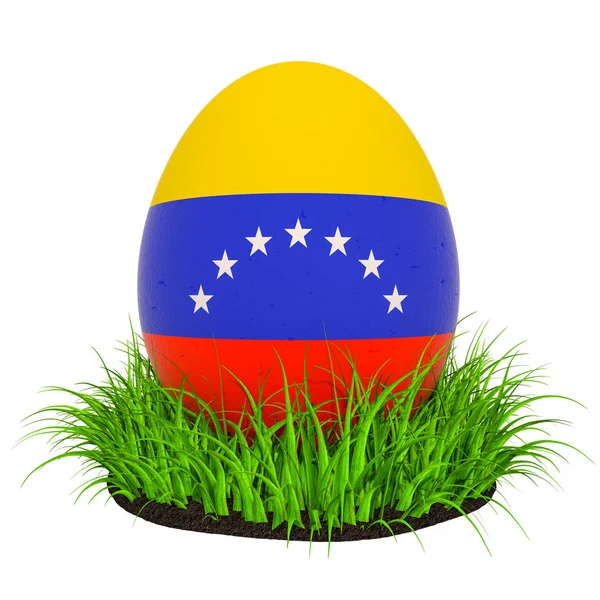 Yeşil çim, 3d renderi Venezuela bayrağı ile Paskalya yumurtası