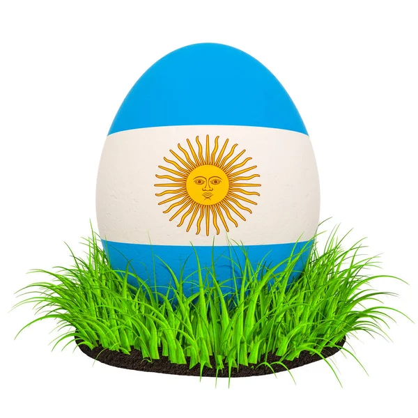 Osterei mit argentinischer Flagge im grünen Gras, 3d Renderi — Stockfoto
