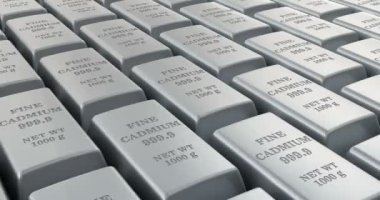 Kadmiyum ingots arka plan, döngü animasyon. 3d render
