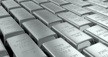 Galyum ingots arka plan, döngü animasyon. 3d render