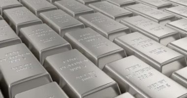 Platin ingots arka plan, döngü animasyon. 3d render