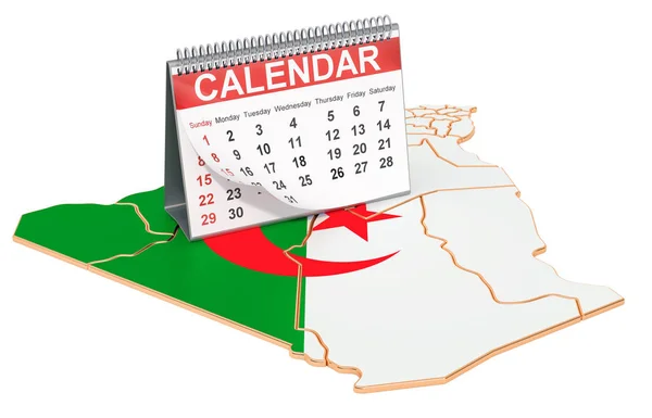 アルジェリアの地図上のデスクカレンダー。3D レンダリング — ストック写真