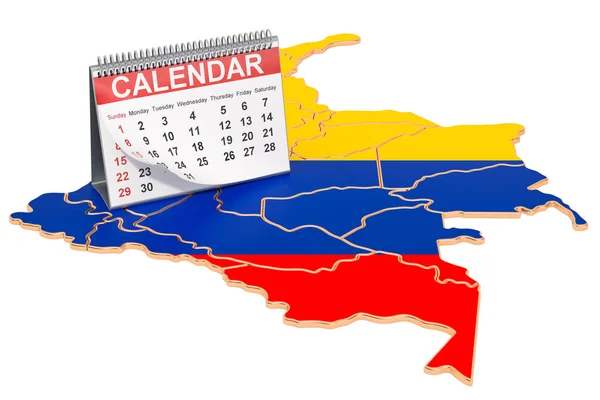 Calendario de escritorio en el mapa de Columbia. Renderizado 3D — Foto de Stock