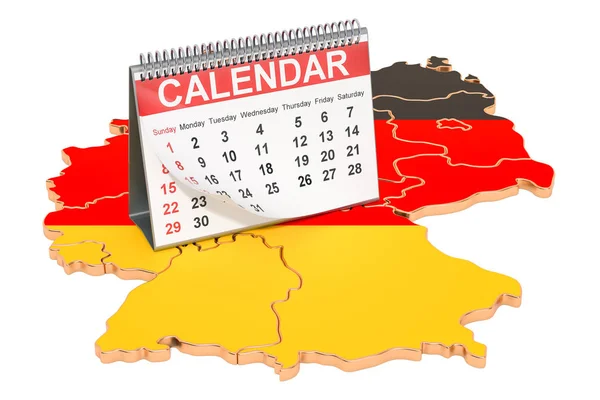Schreibtischkalender auf der Landkarte Deutschlands. 3D-Darstellung — Stockfoto