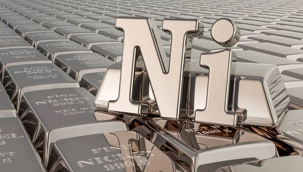 Nickel göt bakgrund med ni-symbolen. 3D-rendering — Stockfoto