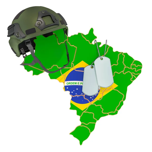 Fuerza militar brasileña, ejército o concepto de guerra. Renderizado 3D — Foto de Stock