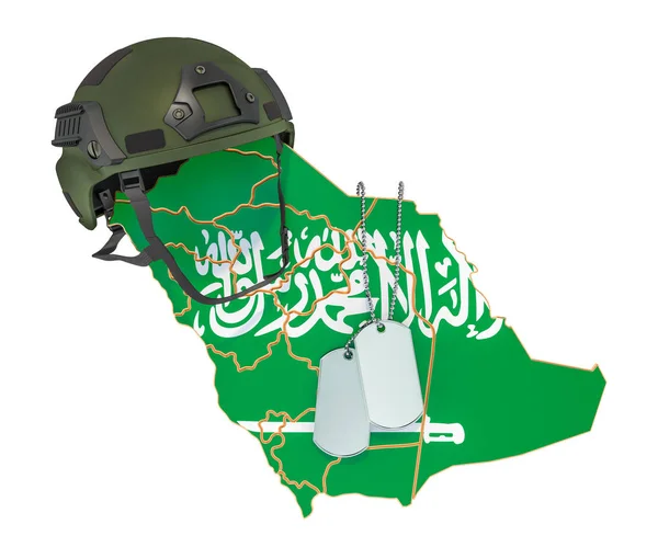 Military force of Saudi Arabia, army or war concept. 3D renderin — Stock Photo, Image