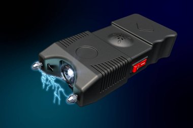 Siyah arka planda Stun Gun. 3d render