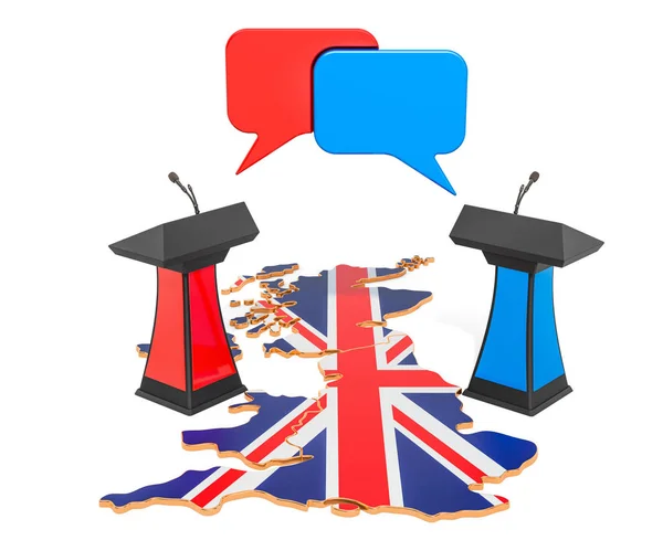 Koncepcja debaty brytyjskiej, renderowanie 3D — Zdjęcie stockowe