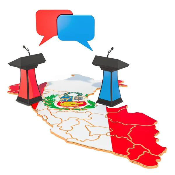Koncepcja debaty peruwiańskiej, renderowanie 3D — Zdjęcie stockowe