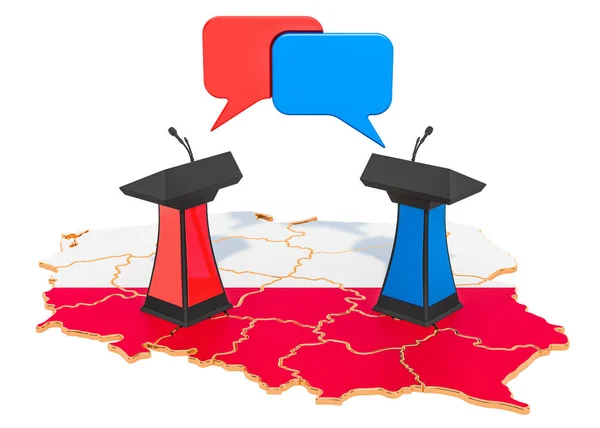 Polaco concepto de debate, representación 3D — Foto de Stock