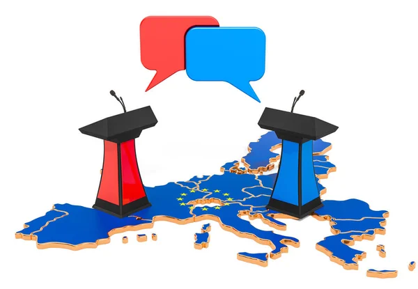 O conceito de Debate da União Europeia, renderização 3D — Fotografia de Stock