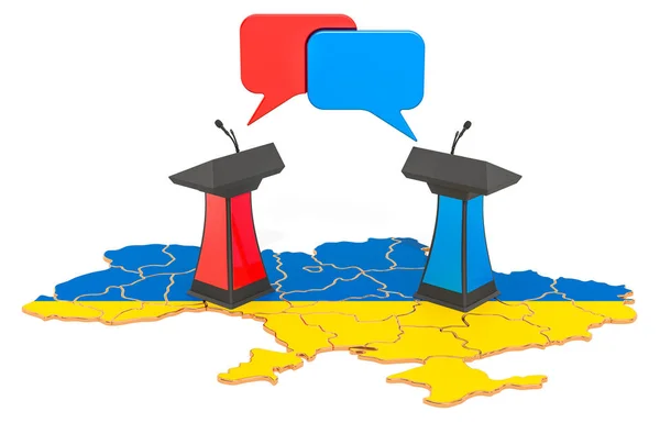 Conceito de debate ucraniano, renderização 3D — Fotografia de Stock