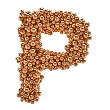 Altın toplardan Altın Harf P, 3d render