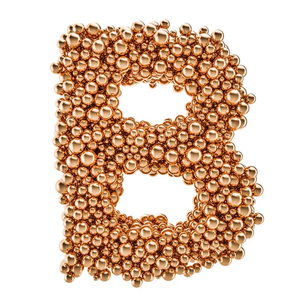 Gouden letter B van gouden ballen, 3D-rendering — Stockfoto
