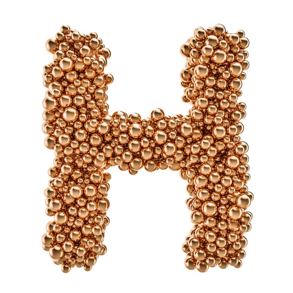 Gyllene bokstaven H från guld bollar, 3D-rendering — Stockfoto