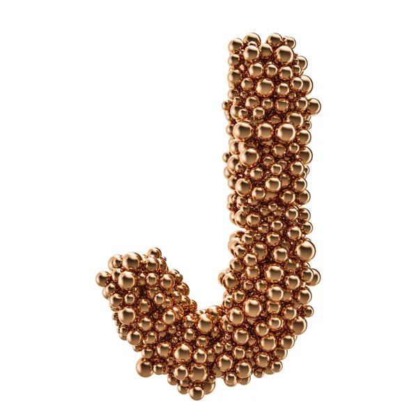Letra de oro J de bolas de oro, representación 3D —  Fotos de Stock
