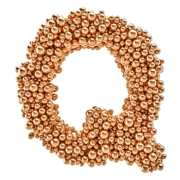 Gyllene bokstaven Q från guld bollar, 3D-rendering — Stockfoto