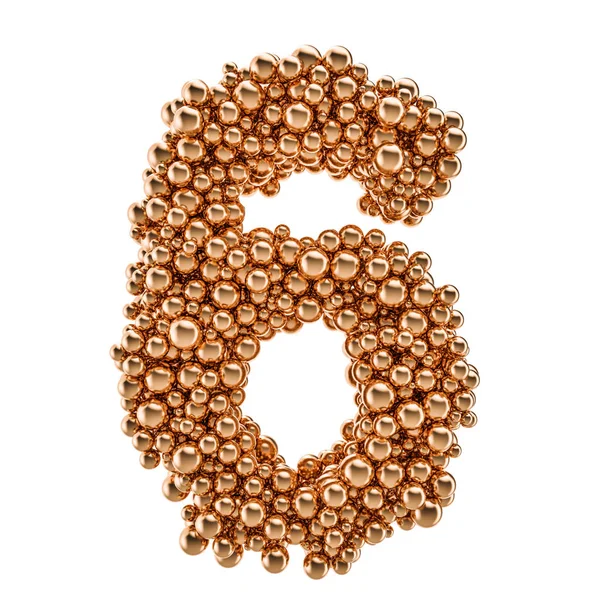 Número de oro 6 de bolas de oro, representación 3D —  Fotos de Stock