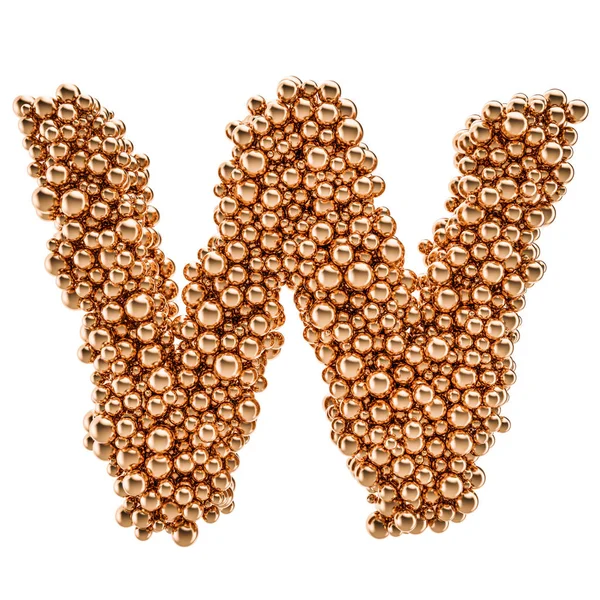 Gouden letter W van gouden ballen, 3D-rendering — Stockfoto