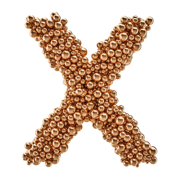 Golden letter X from gold balls, 3D rendering — Stock Photo, Image