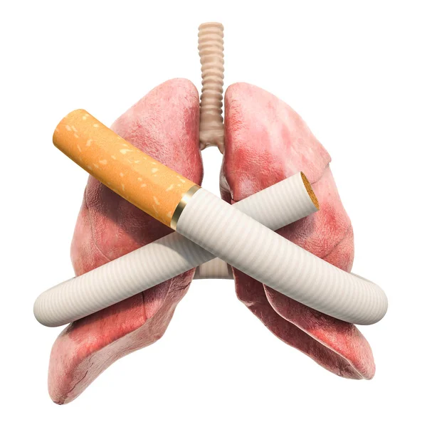 Malattia polmonare da fumo, concetto. Sigaretta legata in un nodo ar — Foto Stock