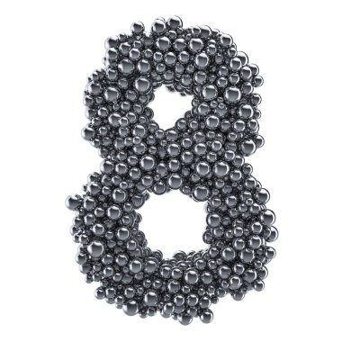 Metal topları metalik sayı 8, 3d render