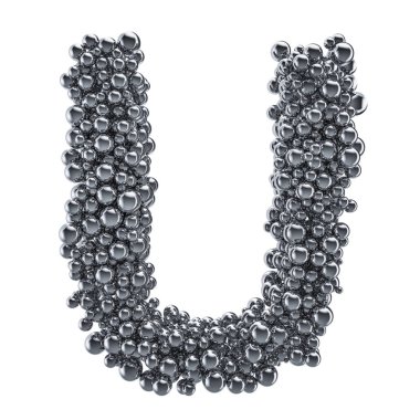 Metal toplardan metalik U harfi, 3d render