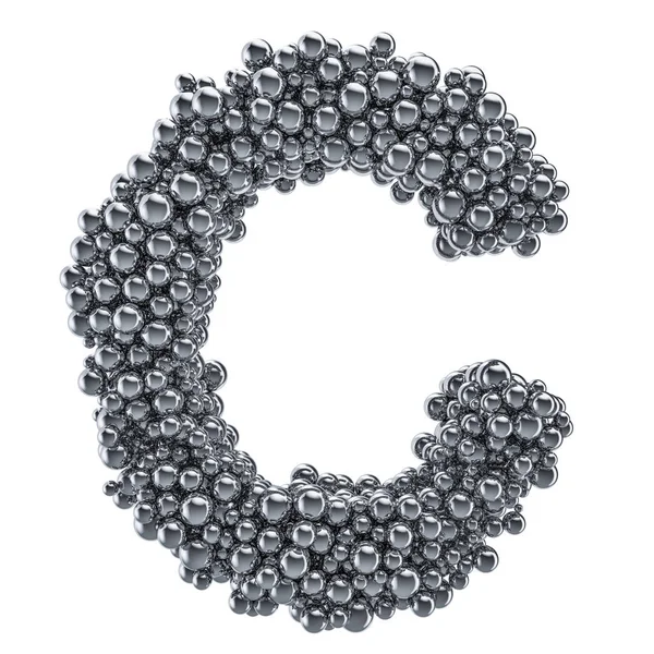 Fémbetűs C betű fémgolyókkal, 3D renderelés — Stock Fotó