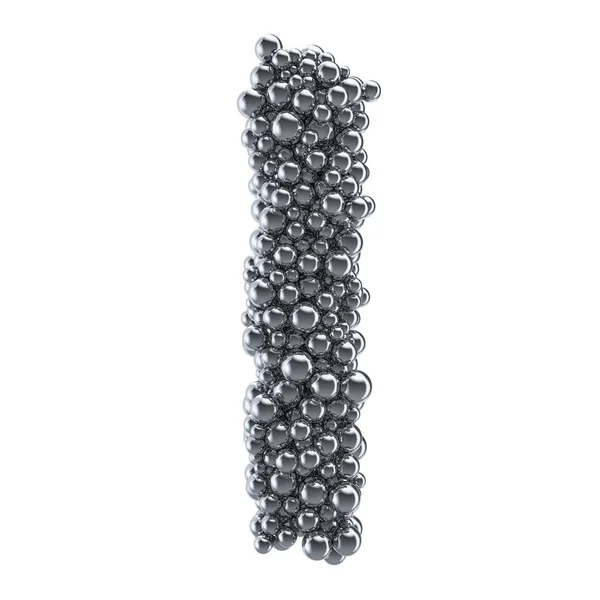 Letra metálica I de bolas de metal, representación 3D — Foto de Stock