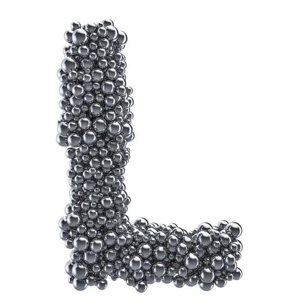Carta metálica L de bolas de metal, renderização 3D — Fotografia de Stock