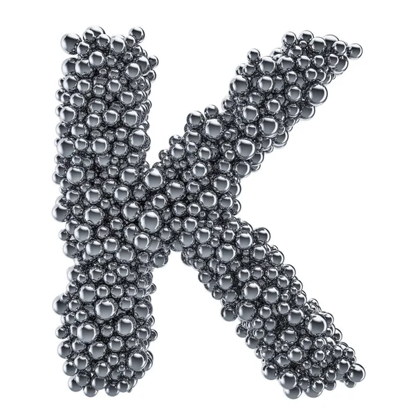 Metallic letter K from metal balls, 3D rendering — Stock Photo, Image