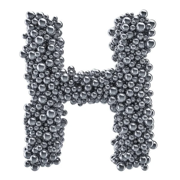 Carta metálica H de bolas de metal, renderização 3D — Fotografia de Stock