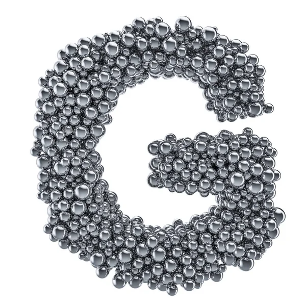 Letra metálica G de bolas de metal, representación 3D — Foto de Stock