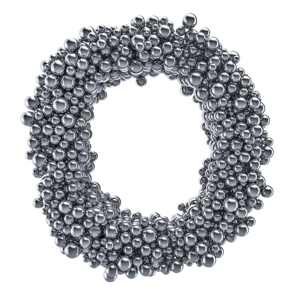 Metallic letter O from metal balls, 3D rendering — Stock Photo, Image