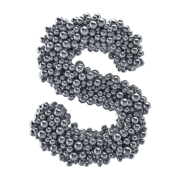 Metal toplardan metalik S harfi, 3d render — Stok fotoğraf