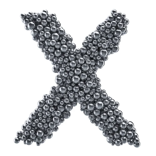 金属ボールからの金属文字X、3Dレンダリング — ストック写真
